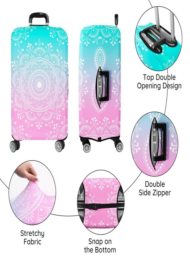 Lattlefnki Luggage Covers for Suitcase Elastic Suitcase Covers Luggage Protector Anti-scratch Fits 24-26 Inch Pink Blue Mandala - Image 4